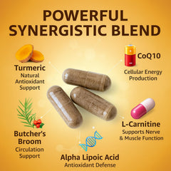 Neonomicon Rynutra butchers broom plant extract highlights circulatory support.