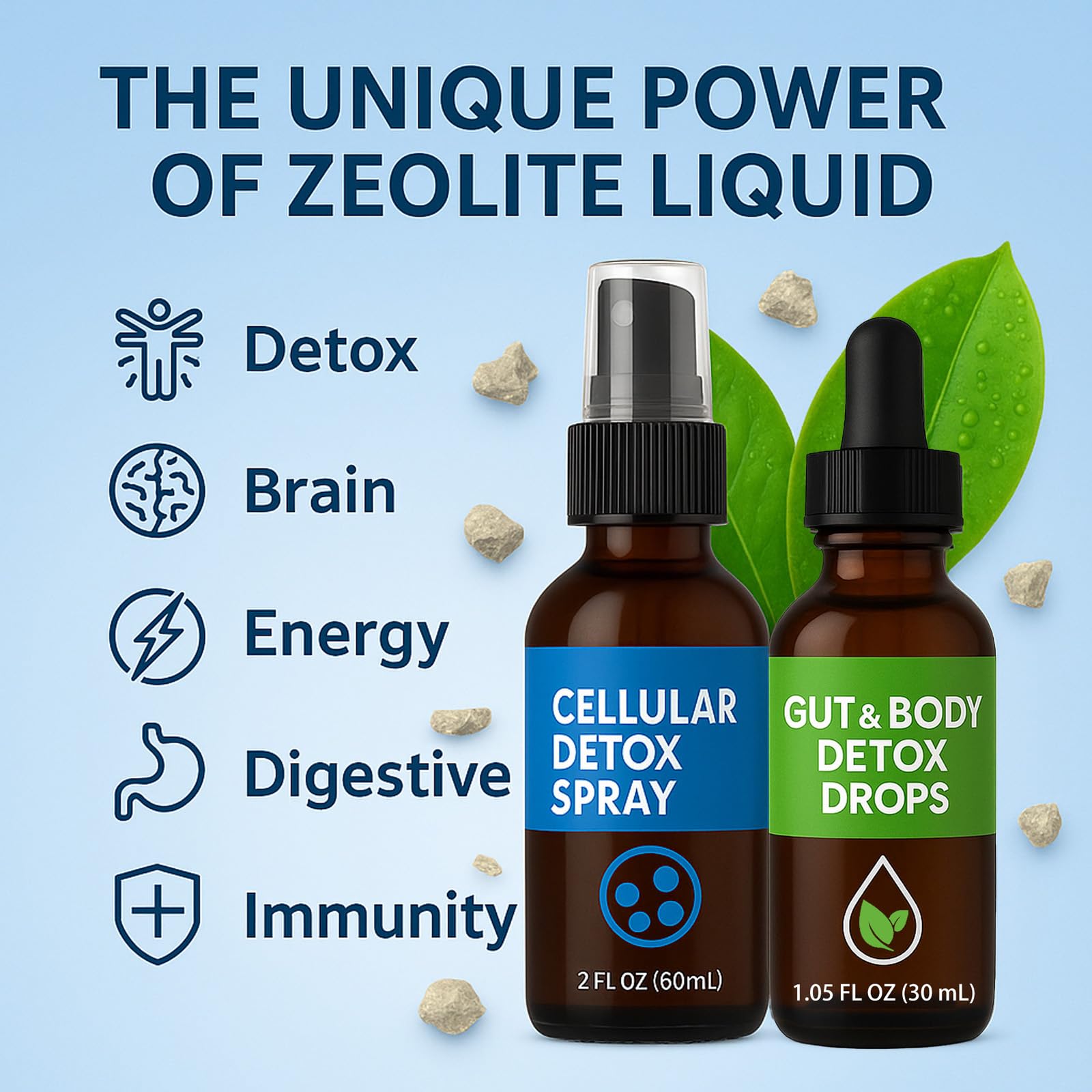 Neonomicon Zeolite Detox packaging and box on display.