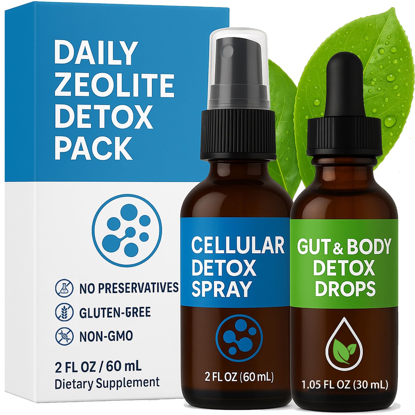 Neonomicon Zeolite Detox Spray bottle shown for cellular cleansing and energy.