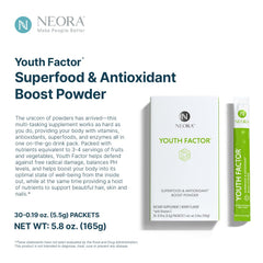 Dissolving NEORA Youth Factor in water creates a refreshing wellness drink