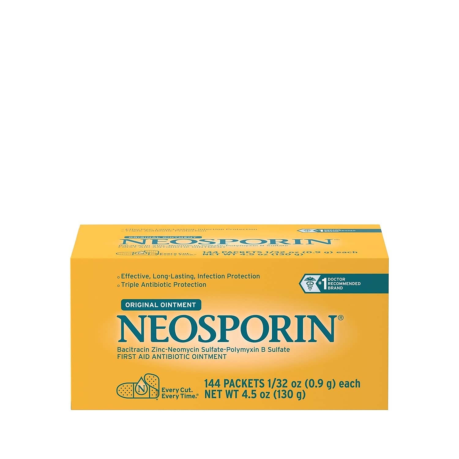 Neosporin antibiotic ointment 0.31 oz packet for minor wounds and protection.