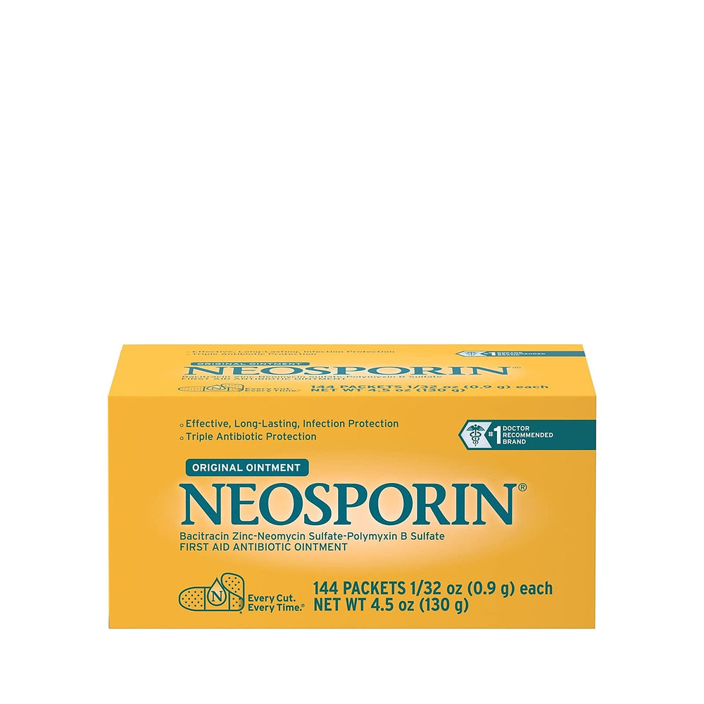 Neosporin antibiotic ointment 0.31 oz packet for minor wounds and protection.