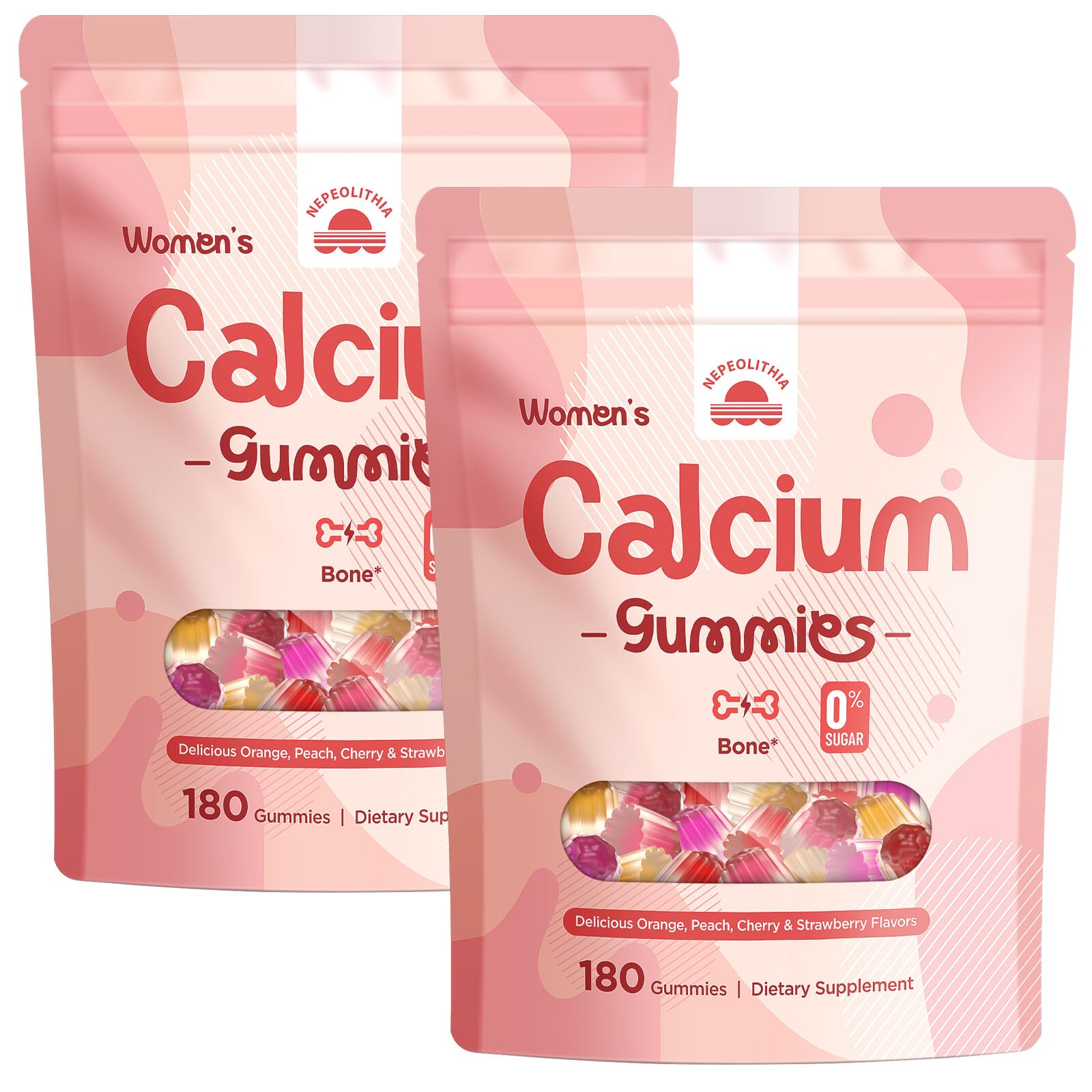 Nepeolithia Calcium Gummies for Women bottle front showing a 360-count bottle.
