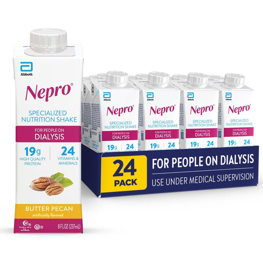 Nepro Butter Pecan bottle showing rich nutrition for dialysis support.