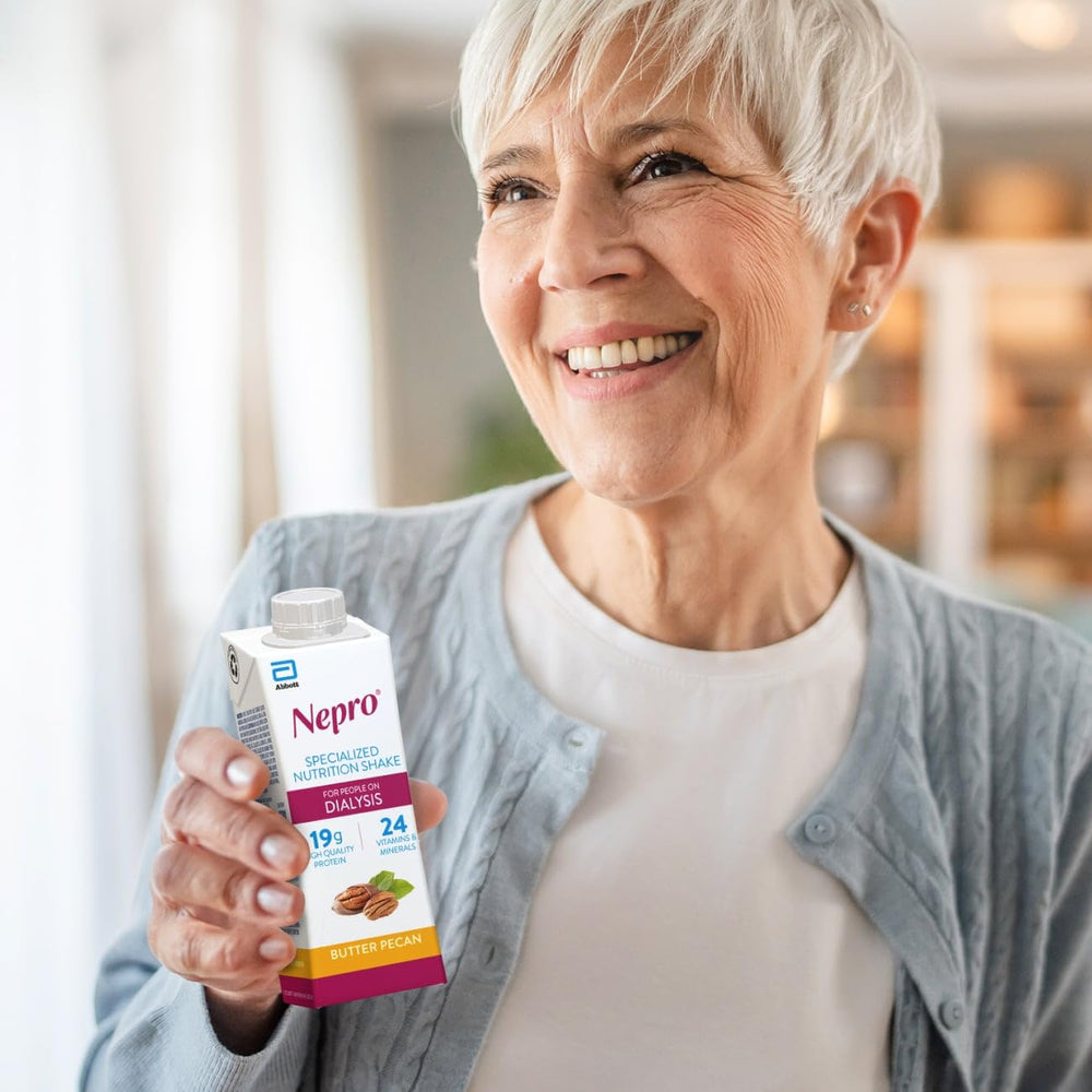 Nepro cold-serve shake ready to enjoy after dialysis sessions.