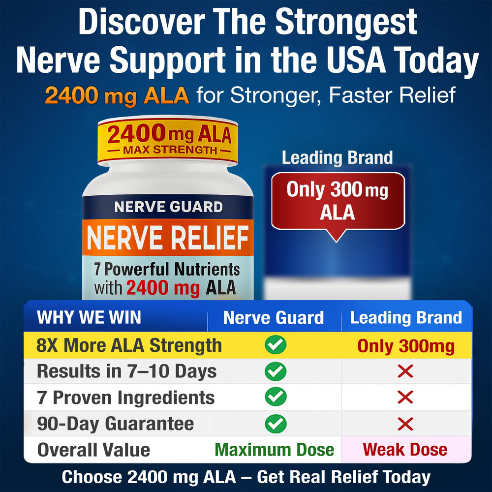 Nerve Guard capsules on a wooden surface for daily routine use