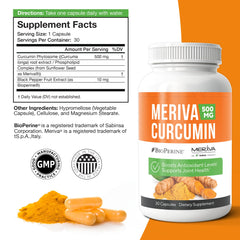 NERVE RENEW Meriva Curcumin capsules close-up for gentle absorption.
