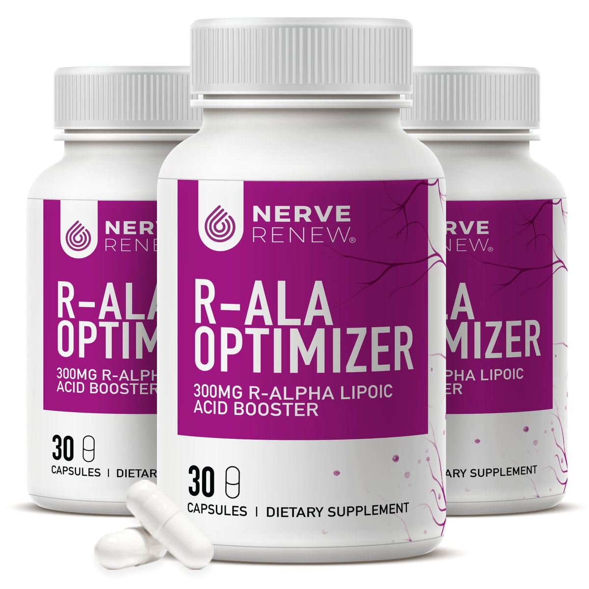 NERVE RENEW Optimizer 3-pack front label for convenient daily use.