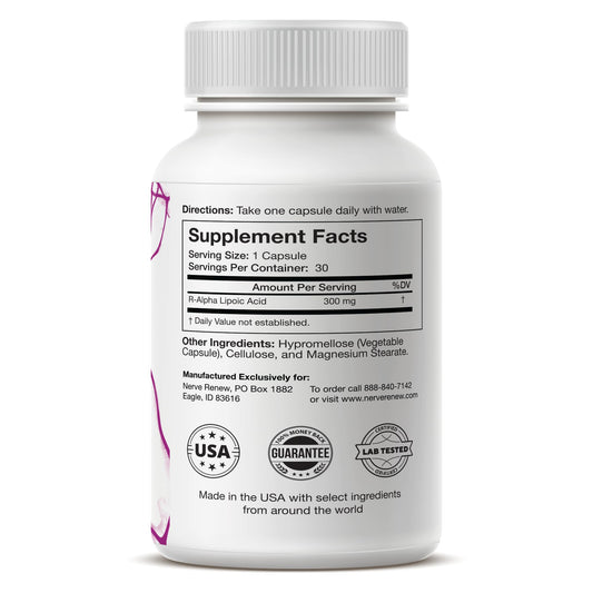 NERVE RENEW Optimizer bottle close-up showing 90 capsules for ongoing daily support.