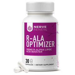 Nerve Renew Optimizer bottle front with capsules for daily nerve support.