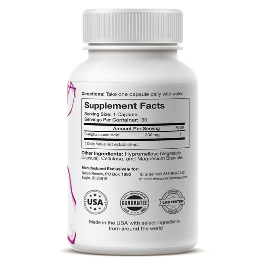 Nerve Renew Optimizer capsules close-up showing compact daily dose.