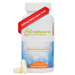 NerveReverse neuropathy bottle closeup showing vegan daily balance support