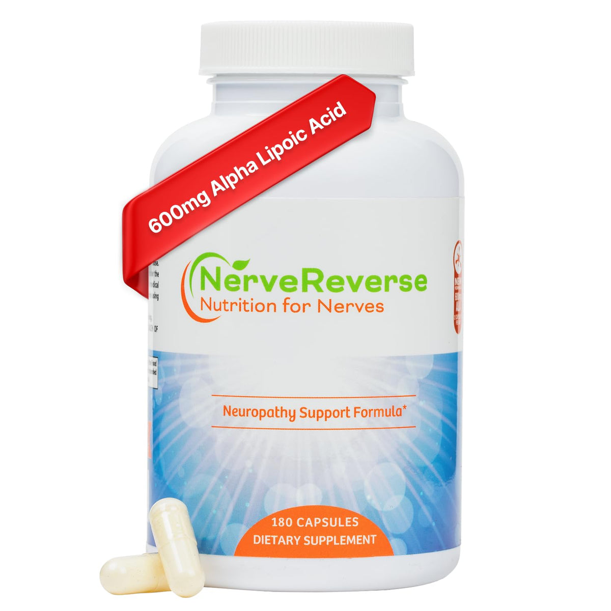 NerveReverse bottle front showcases the vegan neuropathy formula for daily support.