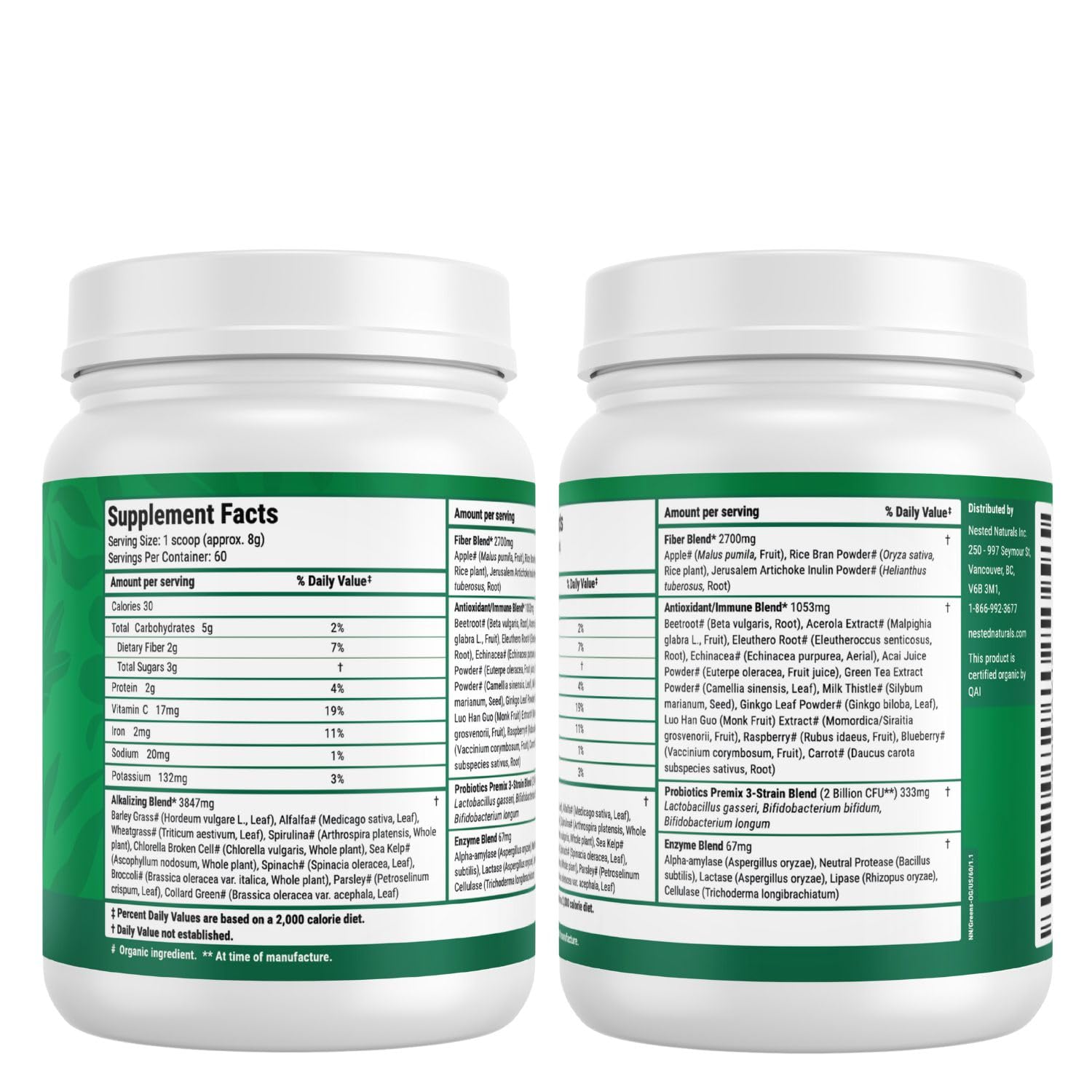 Nested Naturals Super Greens USDA Organic badge signals trusted quality.