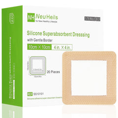 NEUHEILS silicone wound dressing on box packaging showing 20-pack value for ready-to-use care
