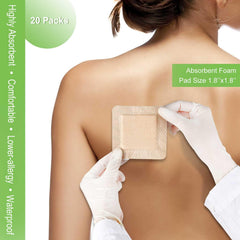 NeuHeils 3x3 foam dressing absorbed exudate area close-up demonstrating high absorbency.
