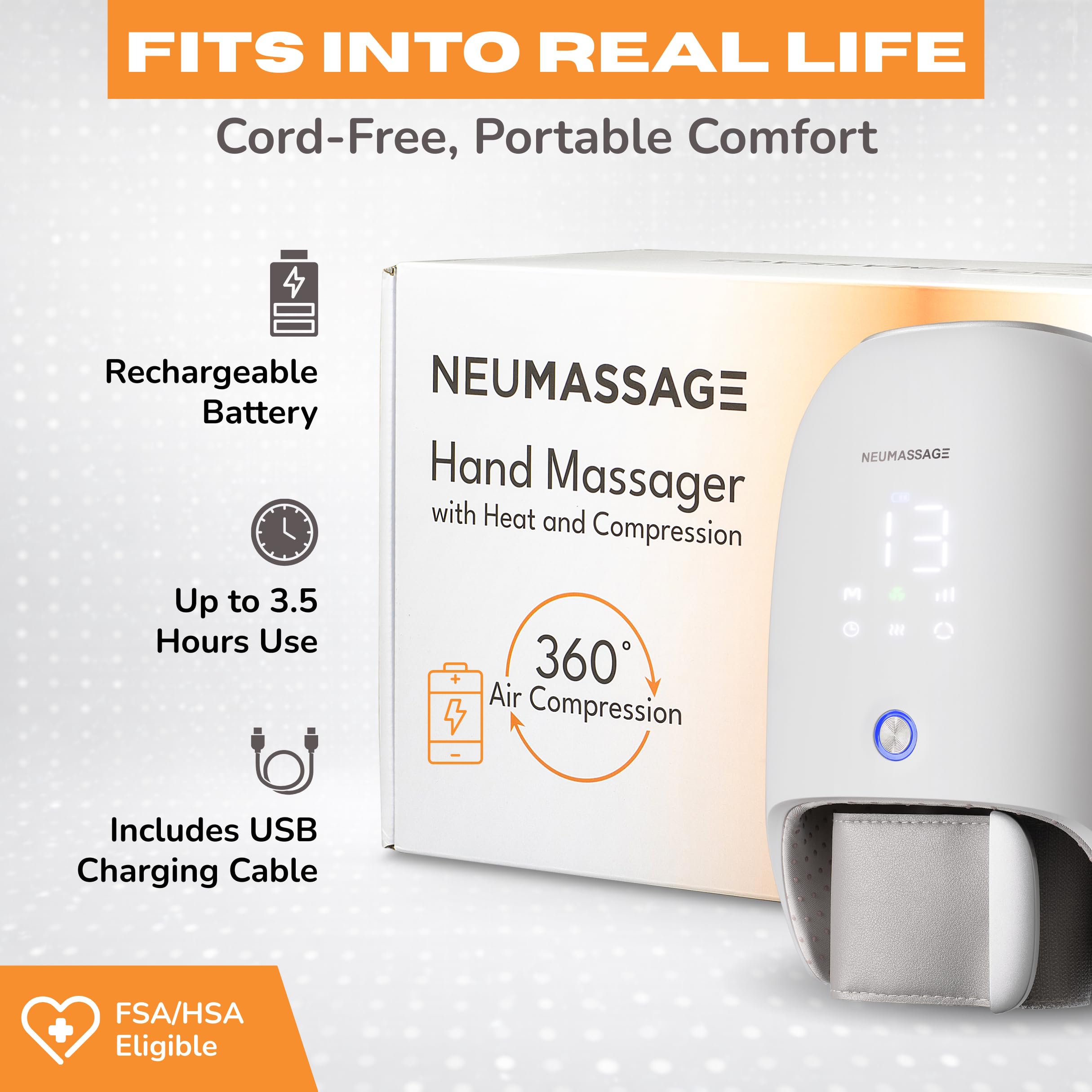 NEUMASSAGE portable design is ideal for home, office, or travel.