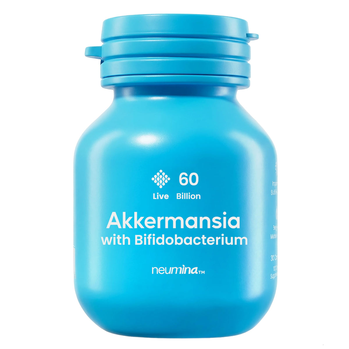 NEUMINA 60 Billion probiotic capsule bottle highlighting potency for gut health