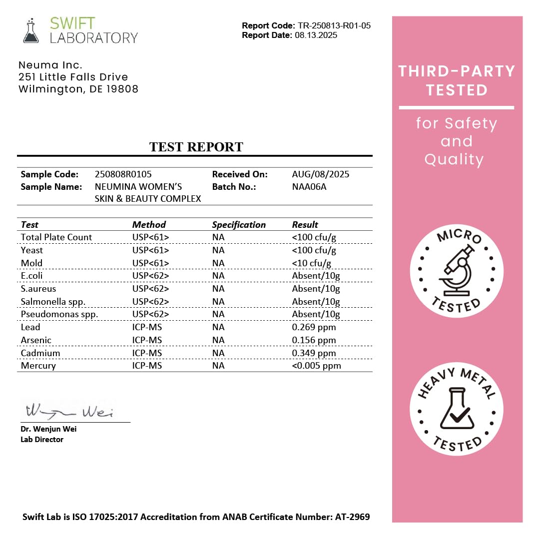 NEUMINA USA-made seal communicates purity and third-party testing