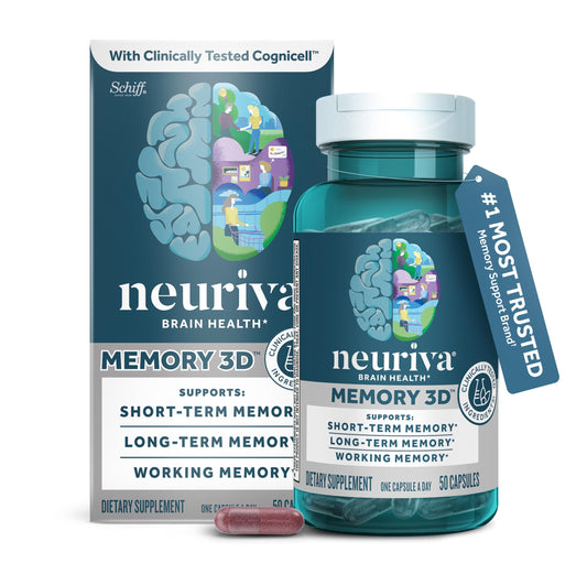 Neuriva Memory 3D bottle front promoting focus and memory.