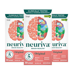 Neuriva Original bottle front highlighting caffeine-free brain health support for daily routines.