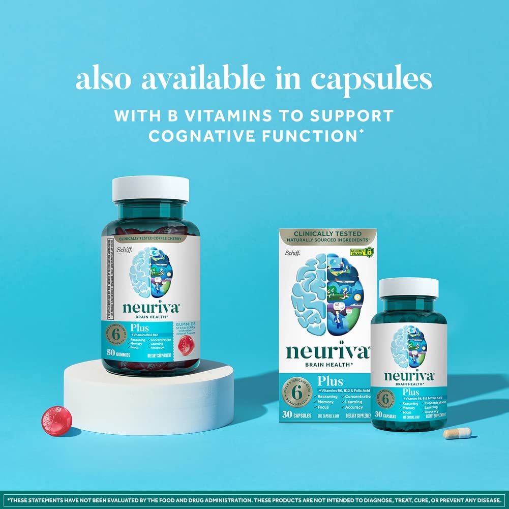 Close-up of NEURIVA Plus strawberry gummies texture.