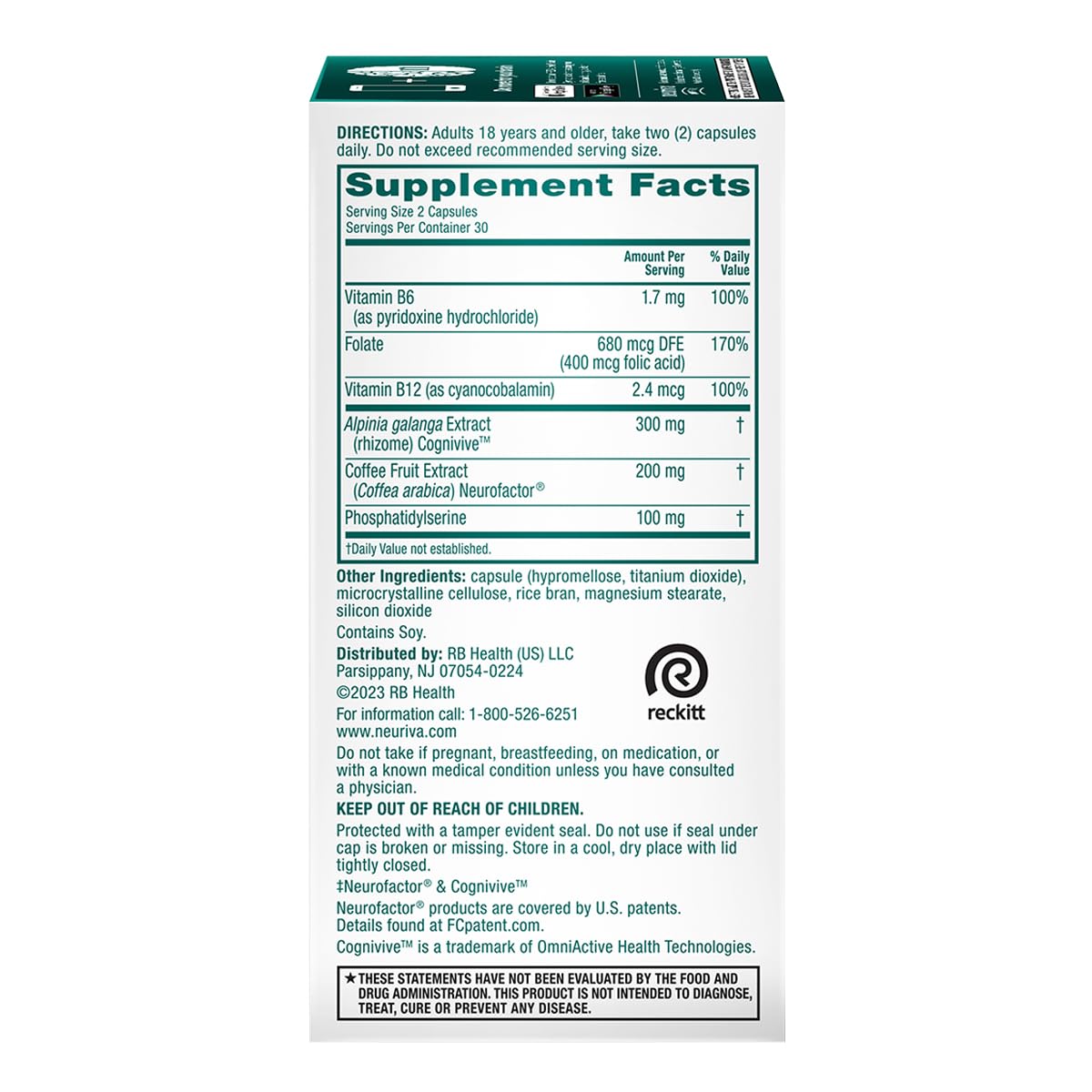 Decaf symbol indicates caffeine-free formulation for daily use.