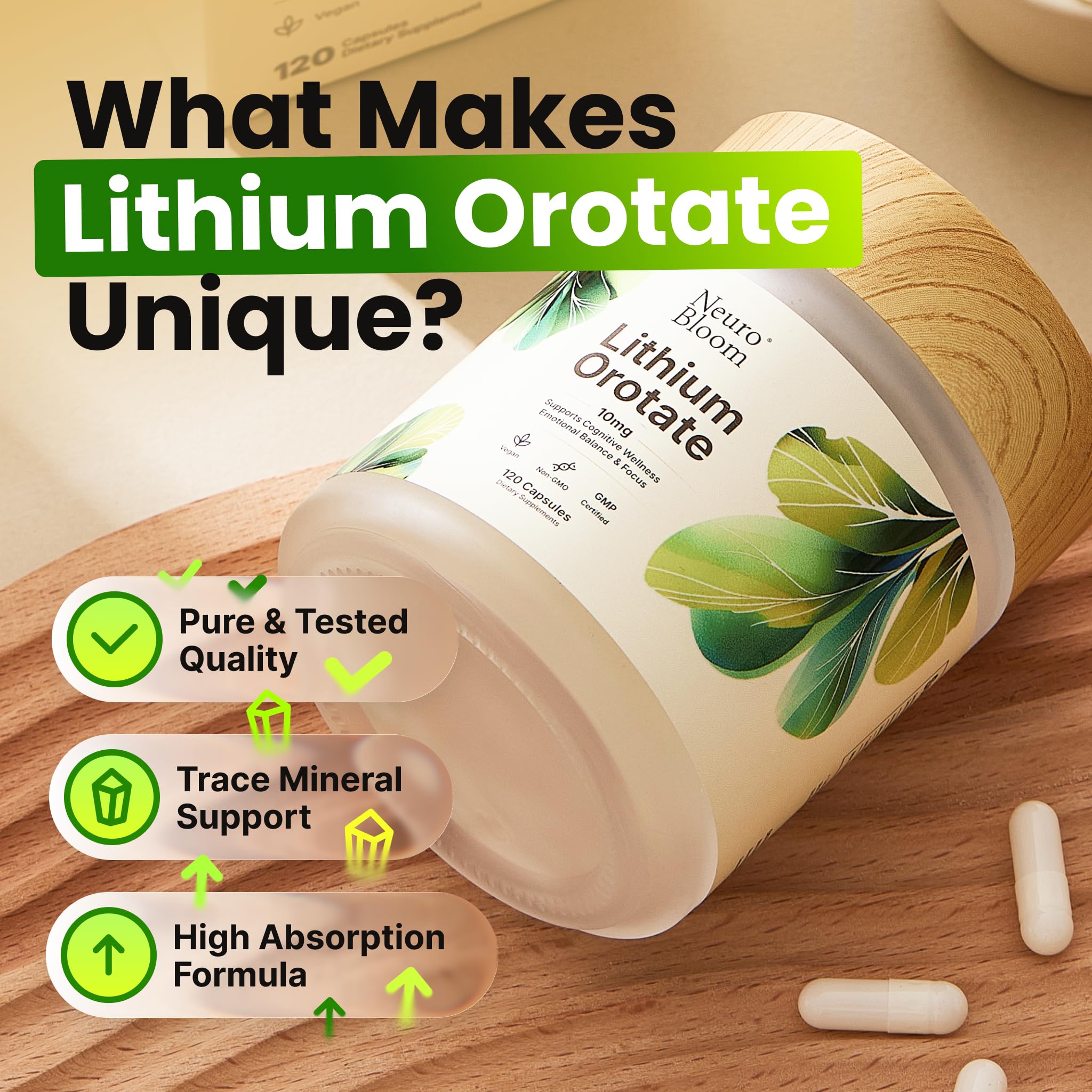 Neuro Bloom capsules being dispensed suggests a simple daily routine