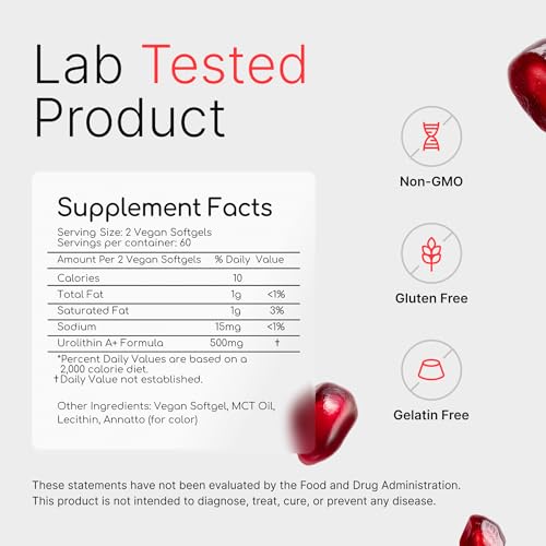 Neuro Bloom Urolithin A label zoom emphasizes vegan, pomegranate-derived formula.