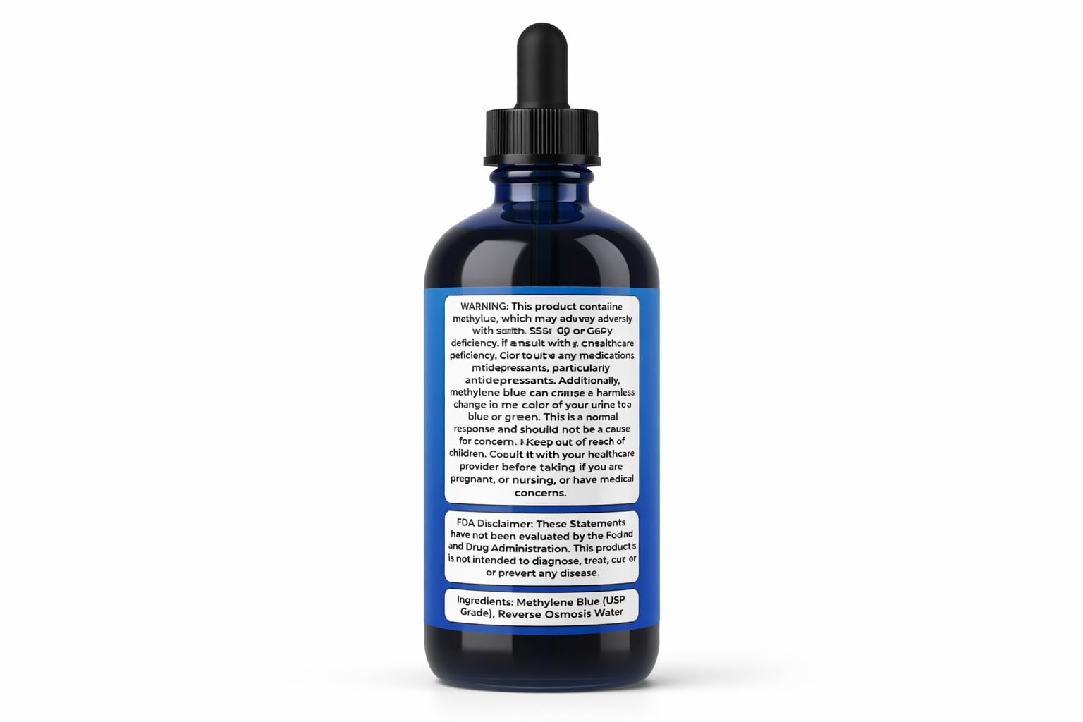 Neuro Blue bottle label highlighting USP grade tincture for focused energy