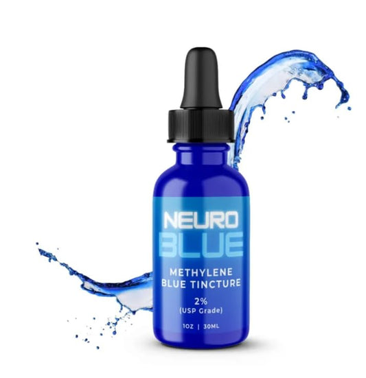 Neuro Blue 2 percent methylene blue bottle pour for precise dosing and cognitive support