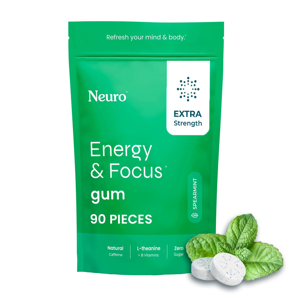 Neuro Energy & Focus Gum box front with spearmint flavor for quick energy