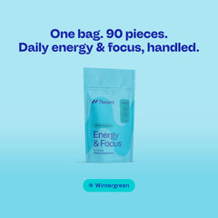 Close-up of Neuro Energy Focus gum piece with wintergreen flavor