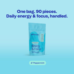 Neuro Energy and Focus Gum piece closeup reveals smooth texture for easy chewing.