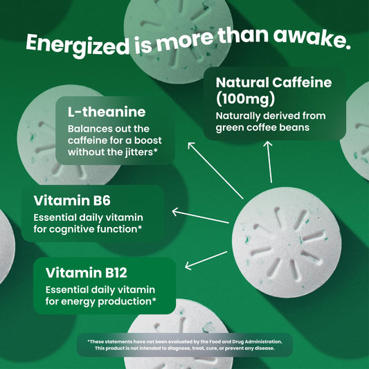 Neuro Energy & Focus mints jar close-up highlighting a sugar-free formula.