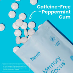 Neuro Memory & Focus Gum peppermint flavor, refreshing taste with focus potential.
