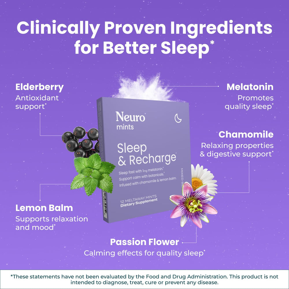 Neuro Sleep Meltaway Mints dissolve quickly without water needed for bedtime.