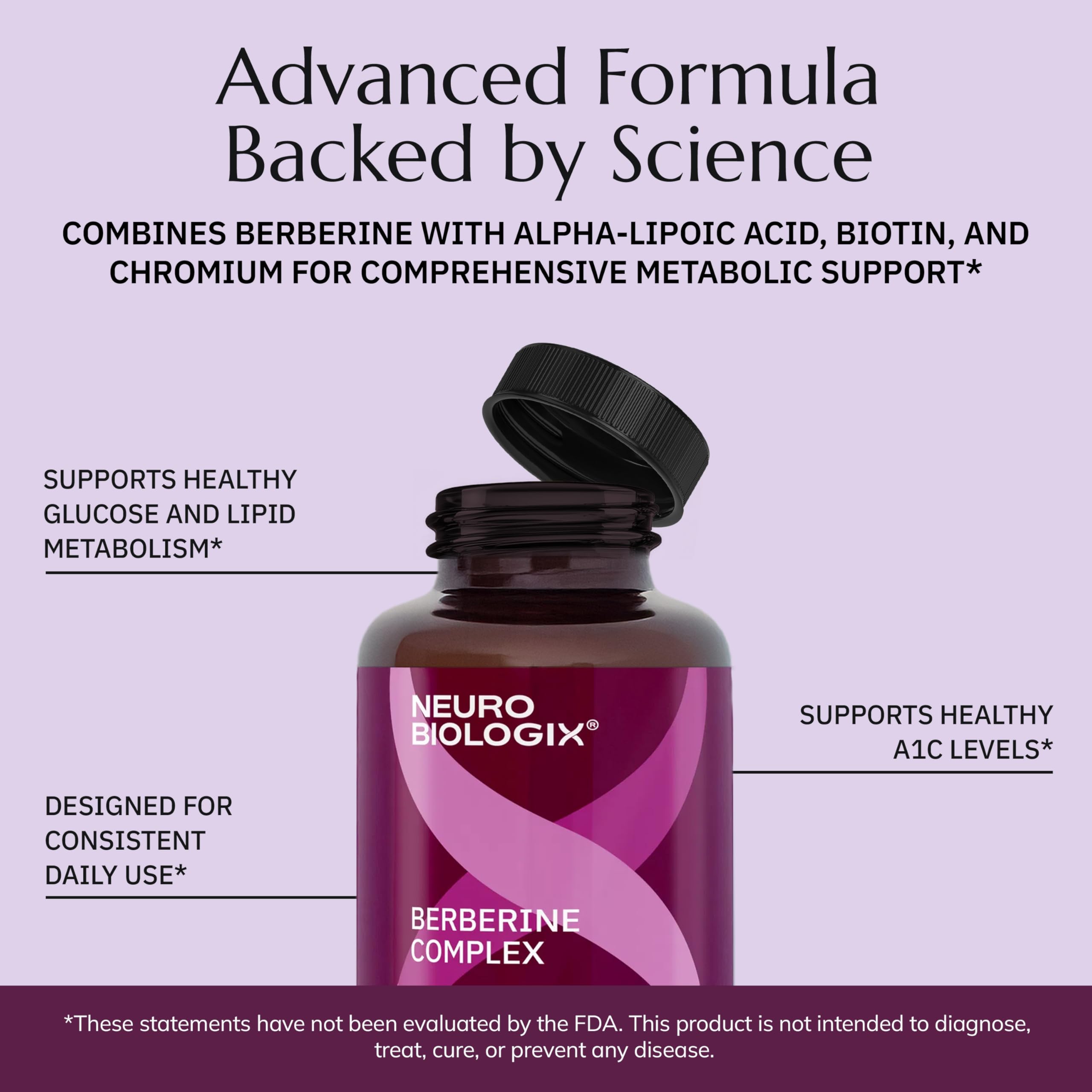 Pill dispenser with Neurobiologix Berberine Complex capsules for on-the-go use
