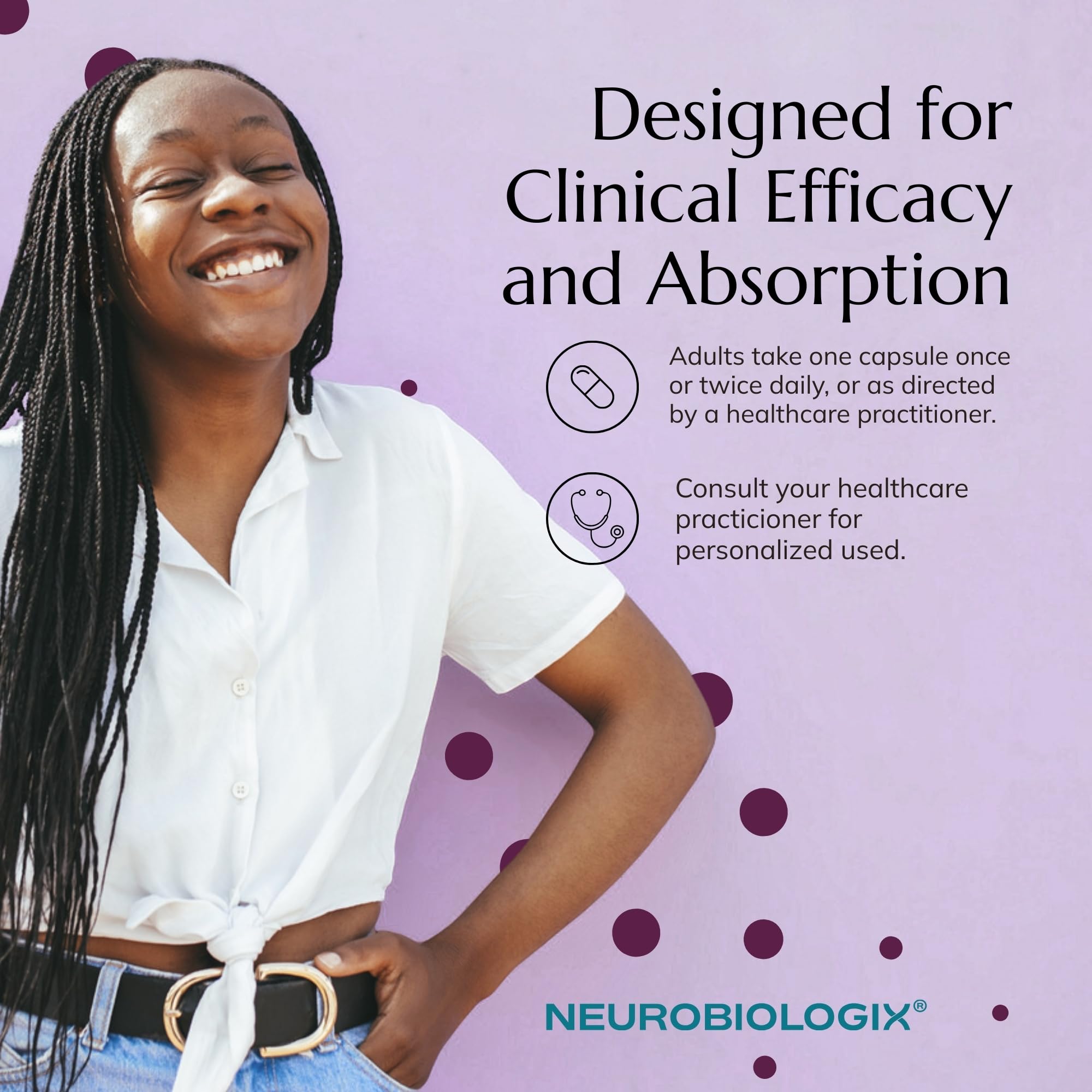 Dairy-free label on Neurobiologix D-Chiro Inositol packaging for sensitive diets