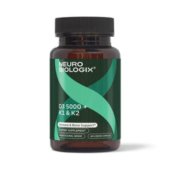 Neurobiologix D3 5000 with K1/K2 bottle front view for daily wellness