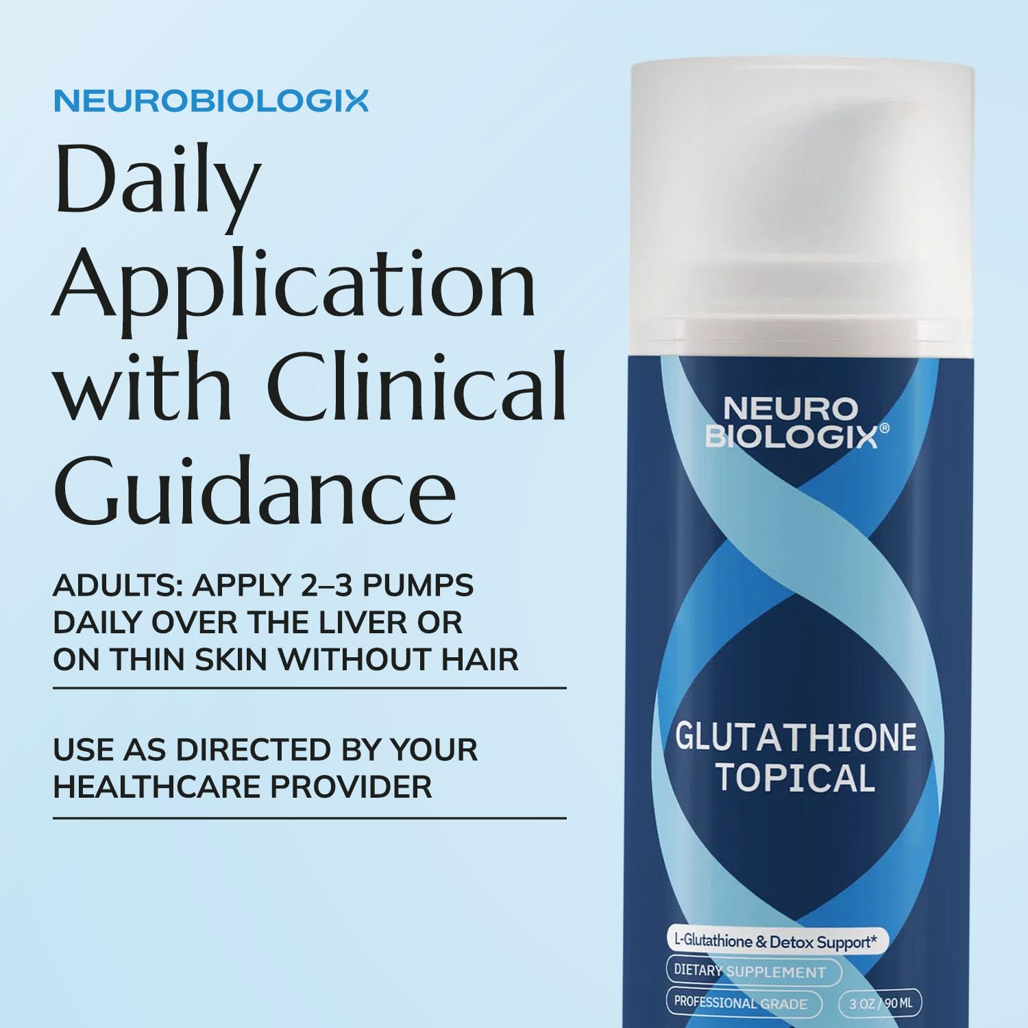 Absorption shot of Neurobiologix Glutathione Topical Cream into skin.