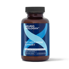 Neurobiologix Gut Histamine Support bottle highlights a clean label for digestive comfort.