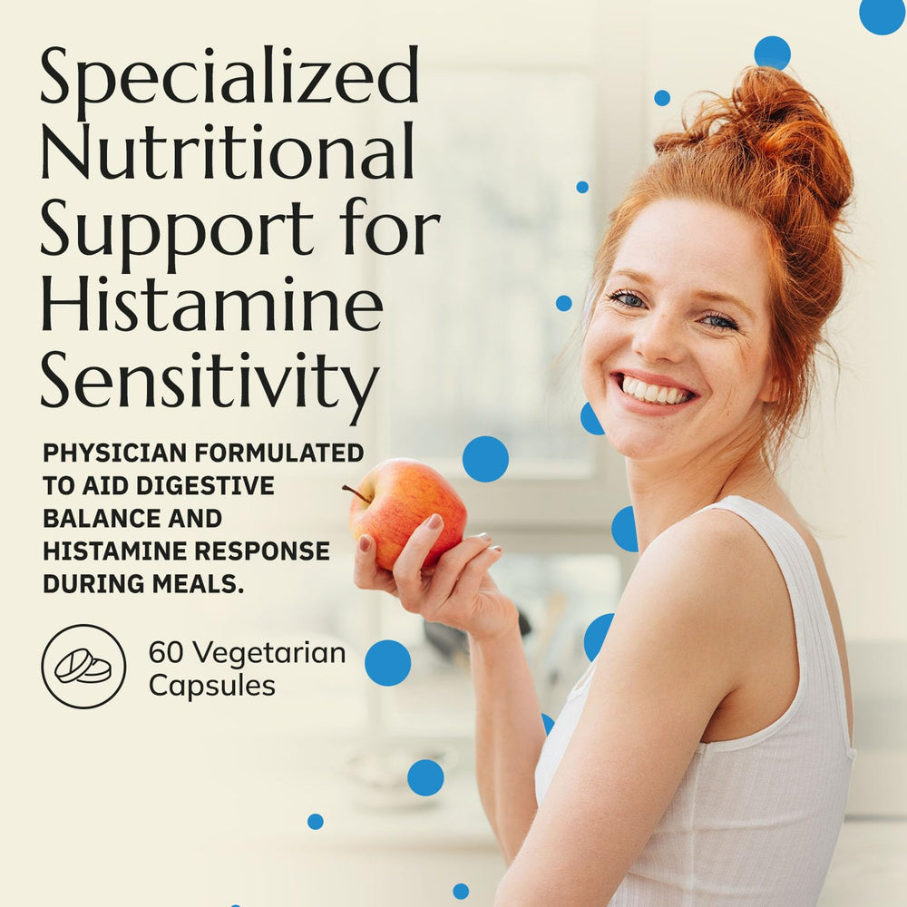 Neurobiologix Gut Histamine Support label emphasizes gluten-free, dairy-free, GMO-free ingredients.