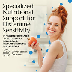 Neurobiologix Gut Histamine Support label emphasizes gluten-free, dairy-free, GMO-free ingredients.