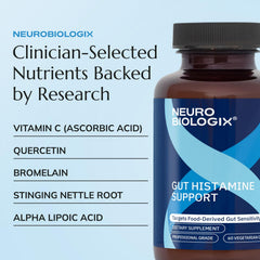 Neurobiologix Gut Histamine Support packaging showcases clean, professional-grade formulation.