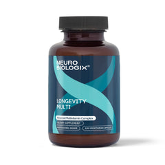 Neurobiologix Longevity Multi bottle front view with 120 capsules for daily wellness