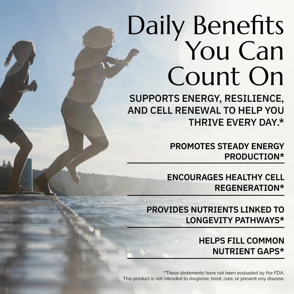 CoQ10 and NR ingredients badge indicates advanced nutrient support