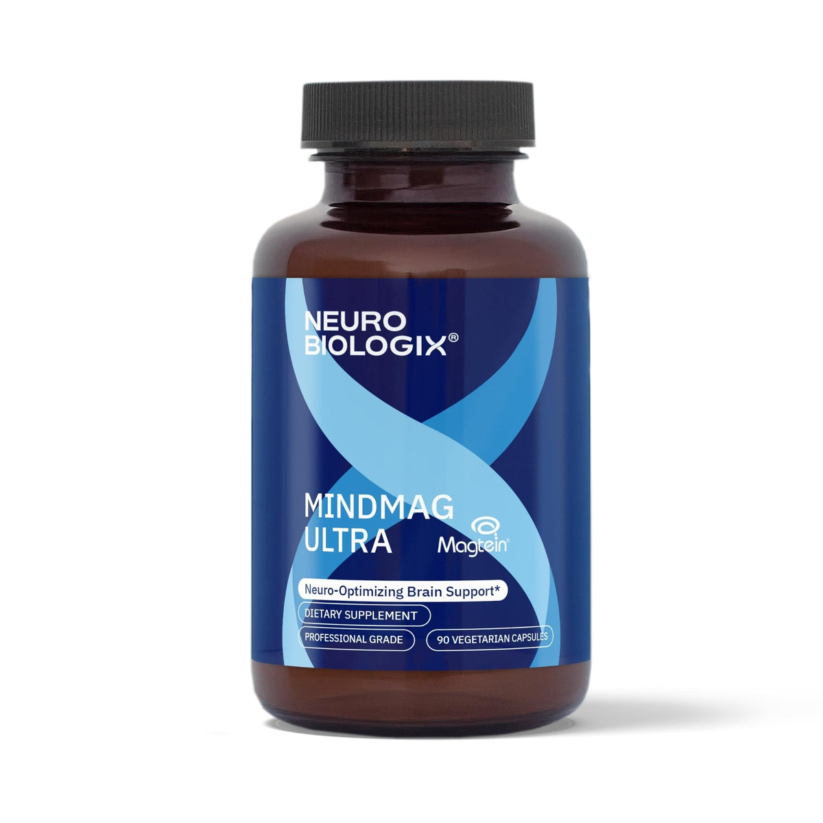 Neurobiologix MindMag Ultra bottle shown for focus and calm support.