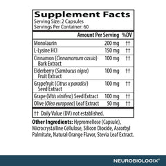 Label features elderberry and olive leaf ingredients for natural support.