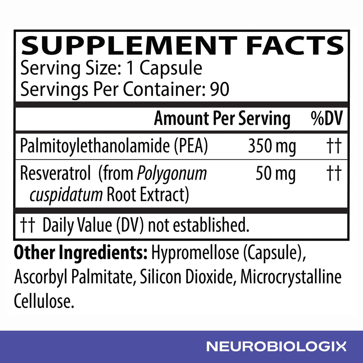 Neurobiologix Pea Soothe ingredients list emphasizes natural blend.